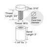 Outwater Round Standoffs, 3 in Bd L, Stainless Steel Brushed, 5/8 in OD 3P1.56.00165